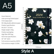 Dainzusyful Notebook Journaling Notebooks 2024 Personalized Weekly And Monthly Planner PLANNER Coil Notebook Spiral Weekly Planner Flower Schedule English Diary School Supplies Cute Notebook
